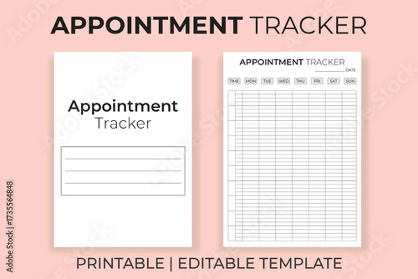 Obraz Appointment Tracker Template, Printable Daily and Weekly Time Log, Editable Schedule Organizer, KDP Interior