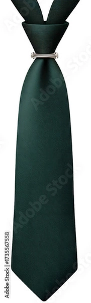 Obraz Green necktie isolated on transparent background, formal businesswear accessory for office, corporate, wedding and professional style

