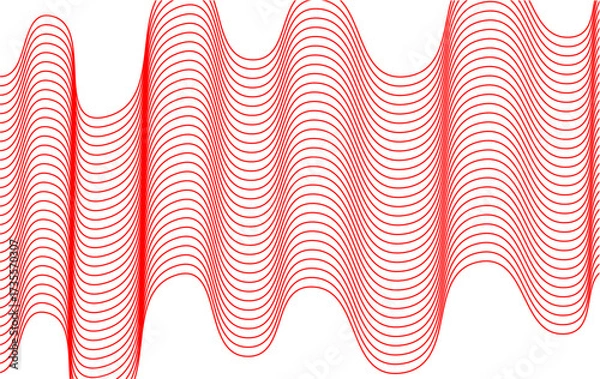 Fototapeta Wavy pattern background. Abstract wavy lines background. Red wavy line pattern. Red flowing wavy line pattern. Horizontal red curvy illustration. Ocean curvy pattern illustration.