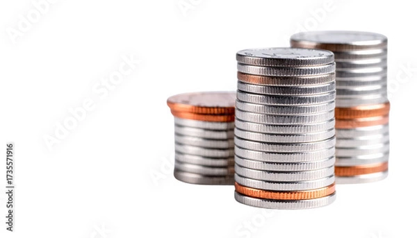 Obraz Golden stacks of coins represent business growth and financial success in the market