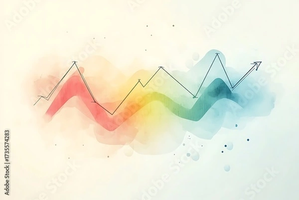 Fototapeta Stylized infographic line graph showing data progression with bright markers