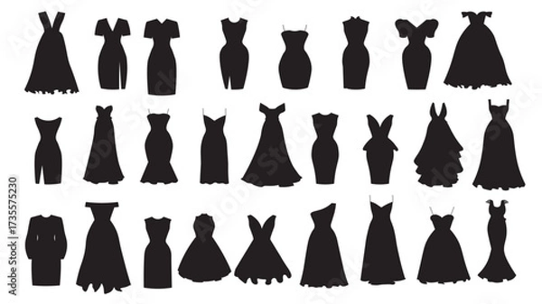 Obraz set of evening and cocktail dresses collection woman vector illustration