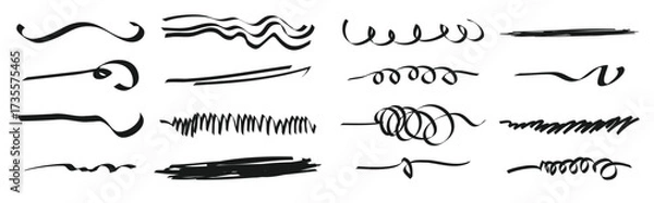 Obraz set of hand drawn lines doodle design element vector illustration