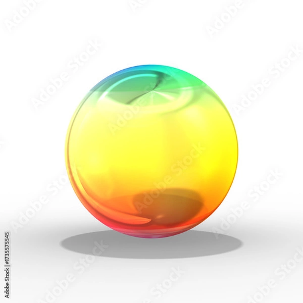 Obraz 3d farbige, regenbogenfarbene Kugel auf transparenten Hintergrund