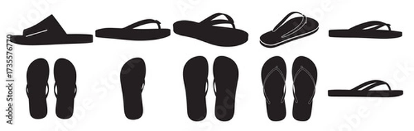 Obraz flip flop silhouette white background vector illustration