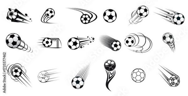 Obraz Football or soccer ball symbols in black and white colors 