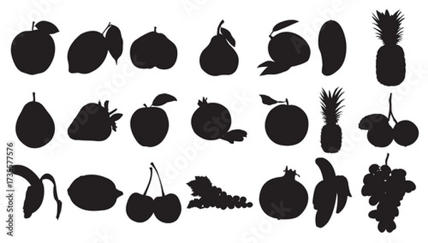 Obraz fruits silhouette set 