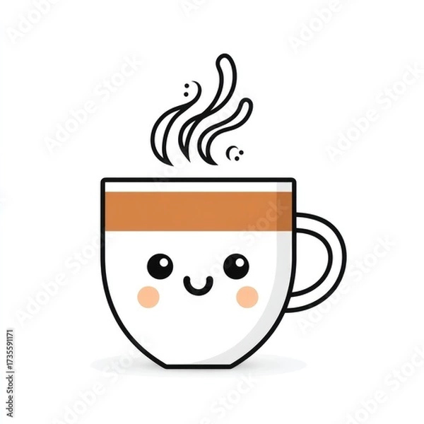 Fototapeta Playful ghost shaped latte mug with smiling steam design for halloween festivity and cozy autumn vibes