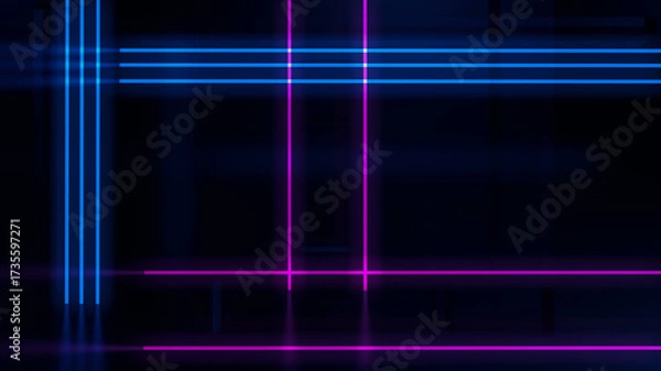 Fototapeta Dark abstract background with ultraviolet neon glow