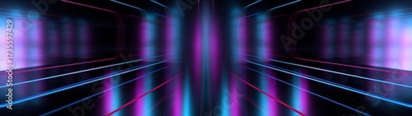 Fototapeta Dark abstract background with ultraviolet neon glow