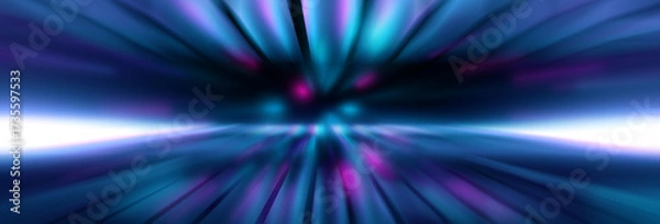 Fototapeta Dark abstract background with ultraviolet neon glow