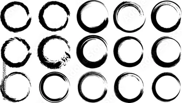 Fototapeta Circle design elements from ink brush strokes