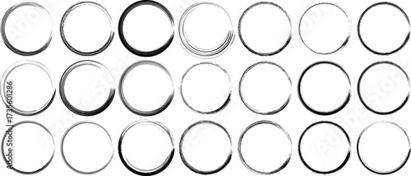 Fototapeta Circle design elements from ink brush strokes