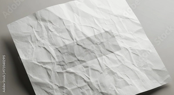 Fototapeta A close up shot of a crumpled white paper texture on a gray background.