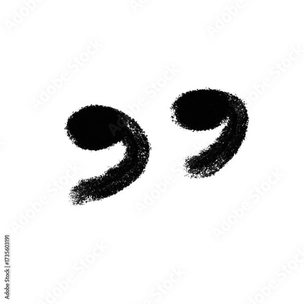 Fototapeta Hand drawn quotation mark isolated on transparent background with rough edges