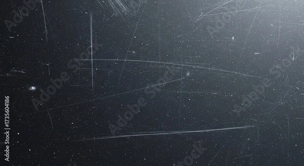 Fototapeta Abstract dark background with scratches and dust particles texture.