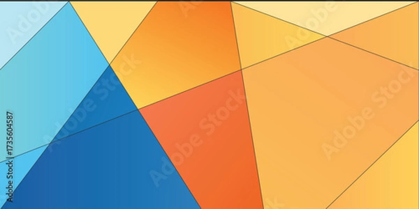 Fototapeta Vibrant Triangles Mosaic: A Dynamic Geometric Composition of Overlapping Colors - Abstract Background Design
