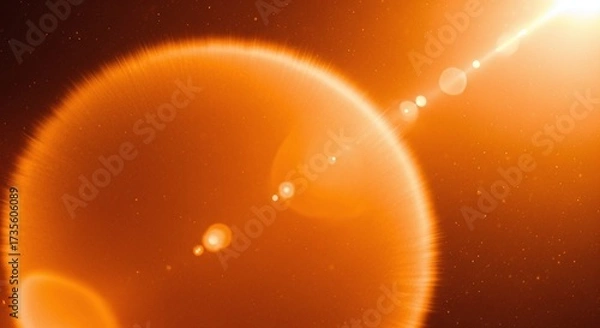 Fototapeta Bright Orange Lens Flare Effect with Bokeh and Light Streaks.