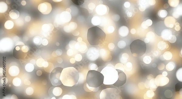 Fototapeta Elegant shimmering gold and silver bokeh lights background.