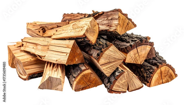 Obraz Stacked firewood logs, split and dry