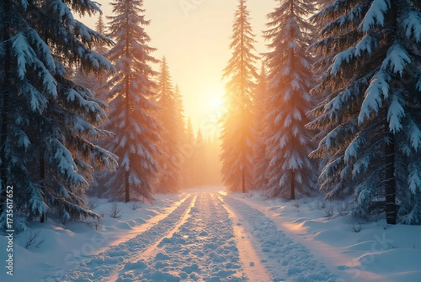 Fototapeta road in winter