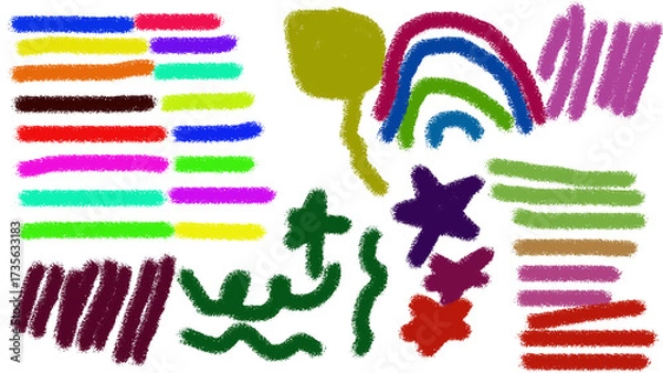 Obraz A hand drawn alphabet vector set with colorful watercolor paint splashes, heart elements, and a grunge paper texture illustration