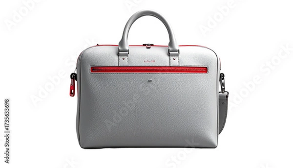 Obraz Gray briefcase with red trim on black