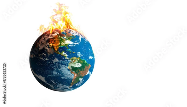 Obraz Earth globe engulfed in flames