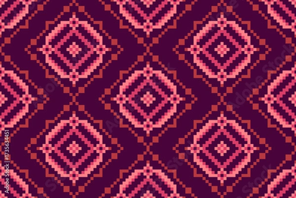 Obraz Seamless geometric fabric pixel pattern illustration