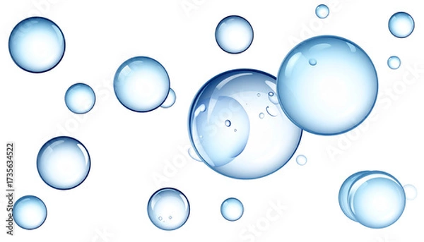 Obraz Water droplets floating on dark background