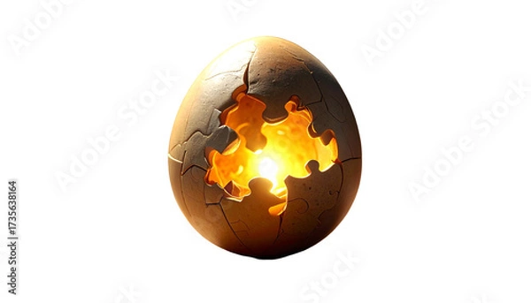 Obraz Cracked egg, puzzle pieces, bright core