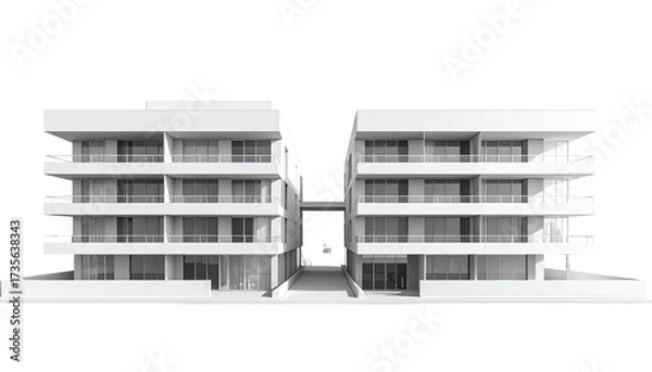 Obraz White modern building twins