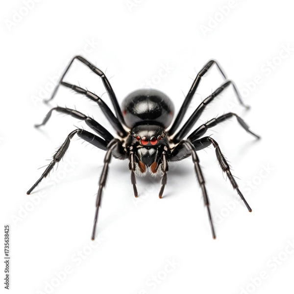 Obraz Black widow spider isolated on white background