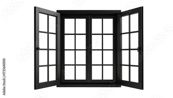 Obraz Dark wood window open to dark