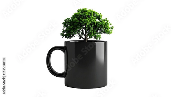 Obraz Tree grows from a mug. Dark. Simple
