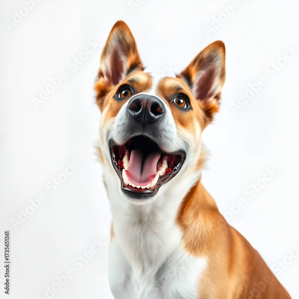 Obraz Retrato de perro con expresion de sorpresa sobre fondo blanco