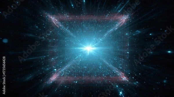 Obraz Galactic portal square frame with bright central starburst on cosmic background