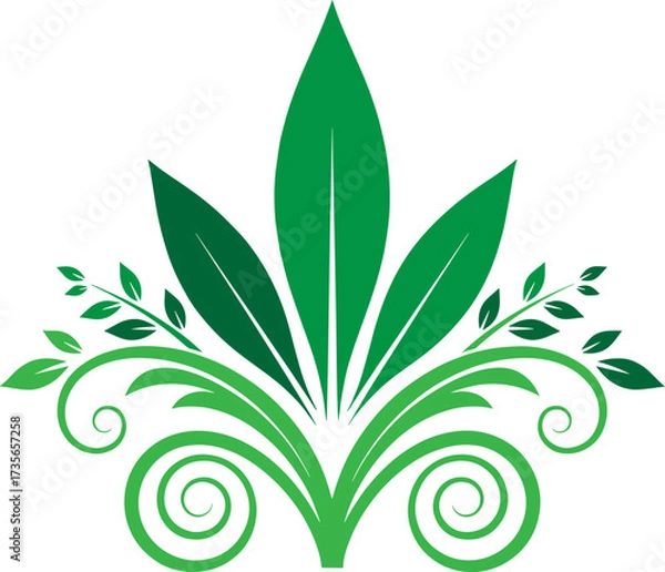 Obraz Green leaves flourish botanical design natural growth organic plant symbol abstract artistic element