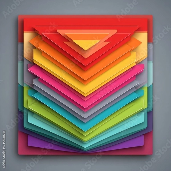 Obraz folded paper shadow effect on solid color, minimal 3D style, copyspace