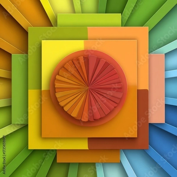 Obraz folded paper shadow effect on solid color, minimal 3D style, copyspace