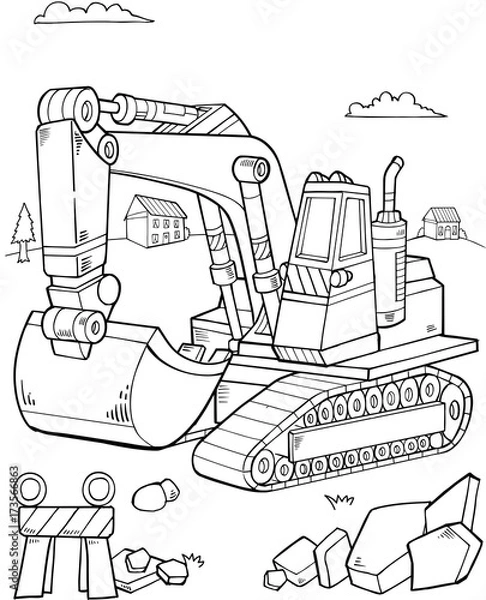 Obraz Big Digger Construction Vector illustration Art