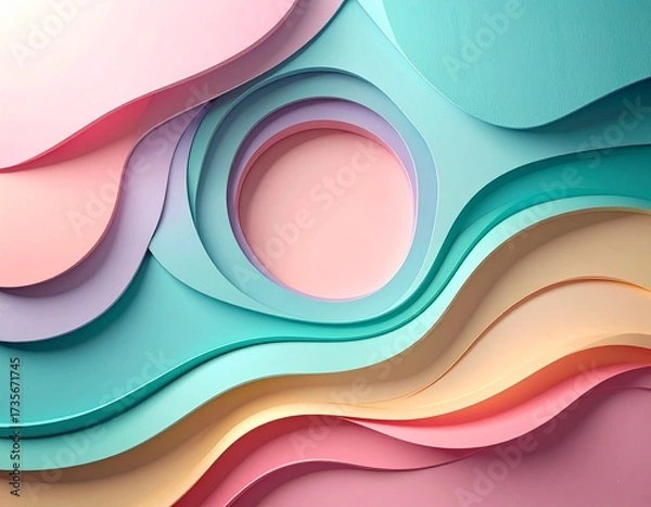 Fototapeta Hyper-detailed paper cutout layered background, pastel tones with subtle shadows, pre
