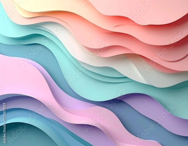 Fototapeta Hyper-detailed paper cutout layered background, pastel tones with subtle shadows, pre