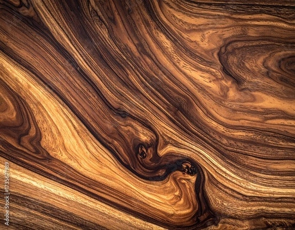 Fototapeta Hyperrealistic wood texture in dark walnut tones, premium organic background ideal fo 