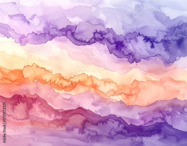 Fototapeta Abstract watercolor gradient with lavender and peach tones, artistic premium texture