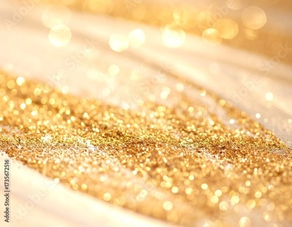 Fototapeta Abstract glitter texture in golden champagne tones, premium sparkling background perf 