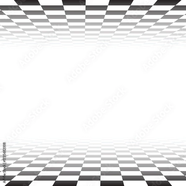 Fototapeta Checkerboard, chessboard, checkered in angle perspective. Vector