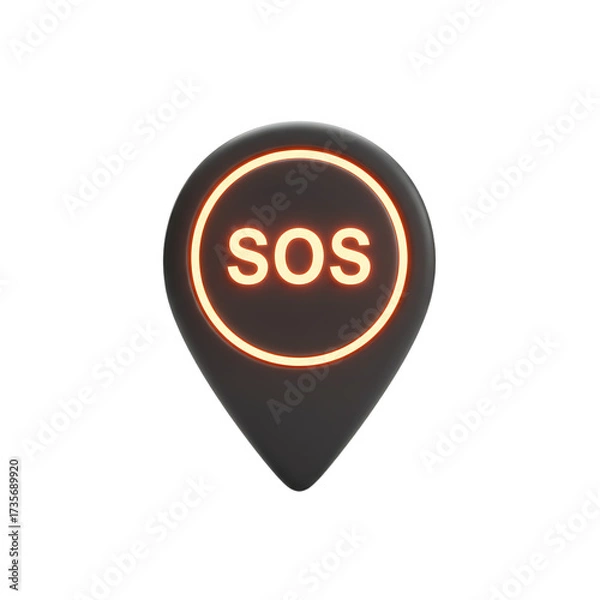 Fototapeta Distress Pin Point Glowing SOS Signal on White Background