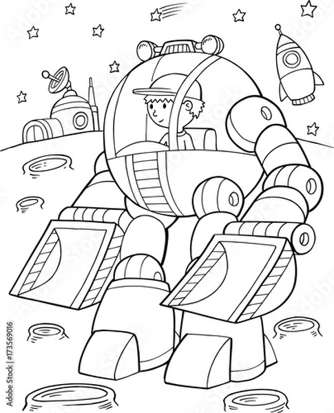 Obraz Construction Robot Vector Illustration Art