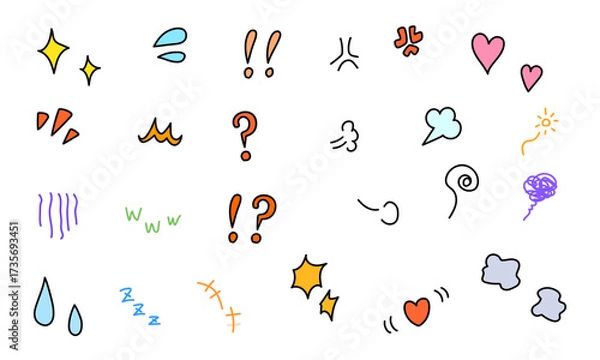 Fototapeta 感情を表す記号セット_カラフル